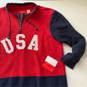 Liz Claiborne USA American Pullover red blue petite